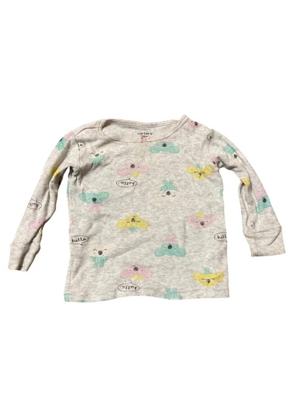 Carters Shirt 18M Baby Girl Long Sleeve Koala Print Gray 100% Cotton